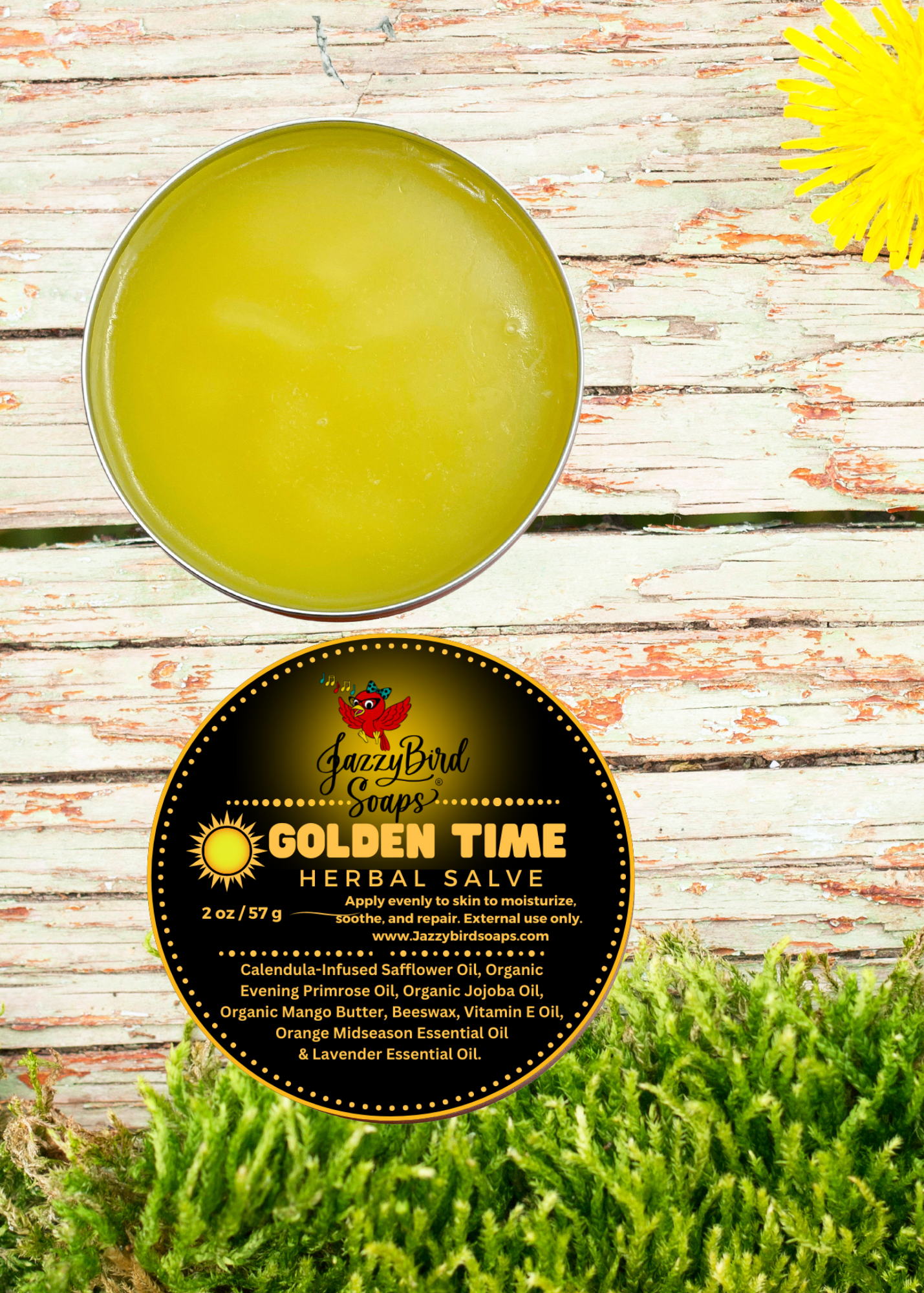 "Golden Time of Day" Calendula Infused All Purpose Salve Herbal Salve JazzyBird Soaps