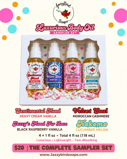 The JazzyBird Luxurious Body Oil Sampler Set